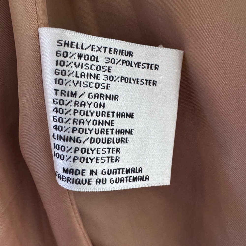 DKNY Women’s‎ Double-Breasted Belted Peacoat Wool Blend Blush Pink Size 8 - Picture 4 of 5